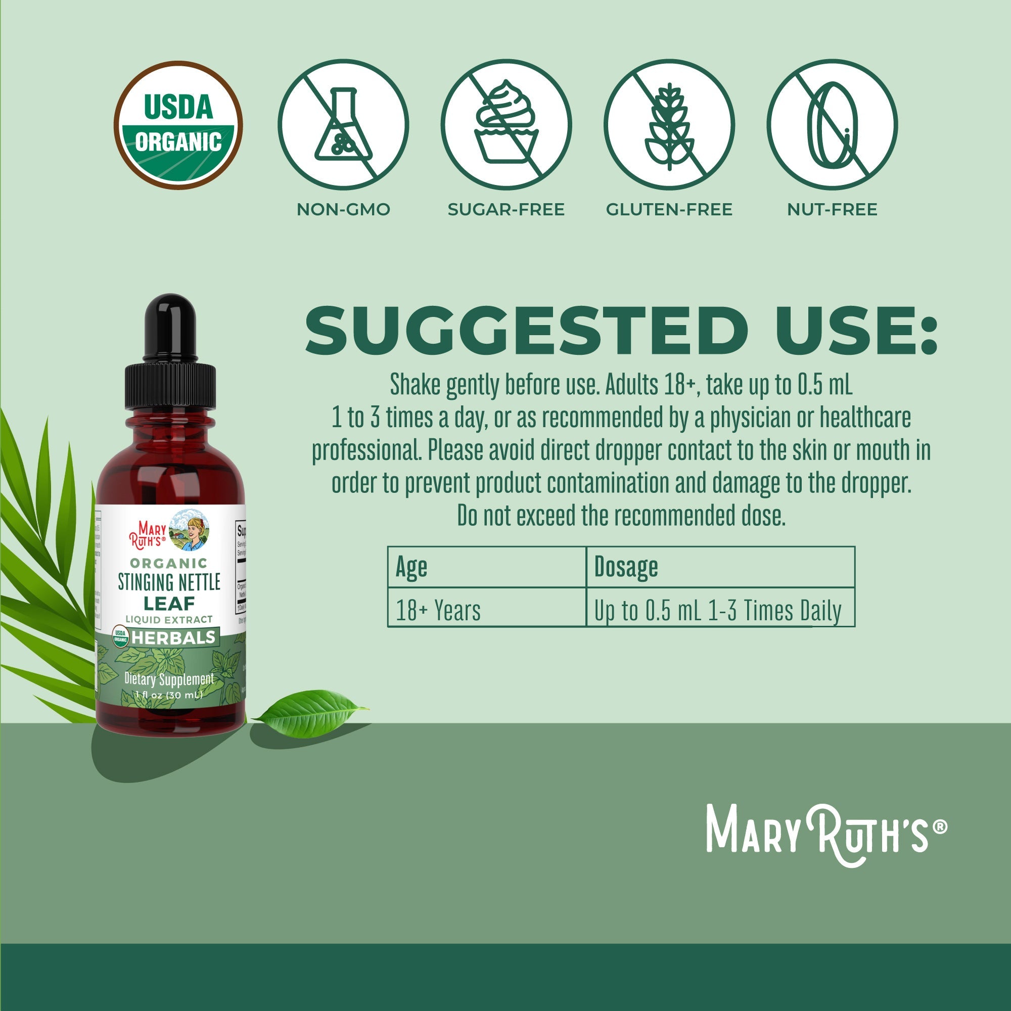 Organic Stinging Nettle Leaf Liquid Drops Suggested Use