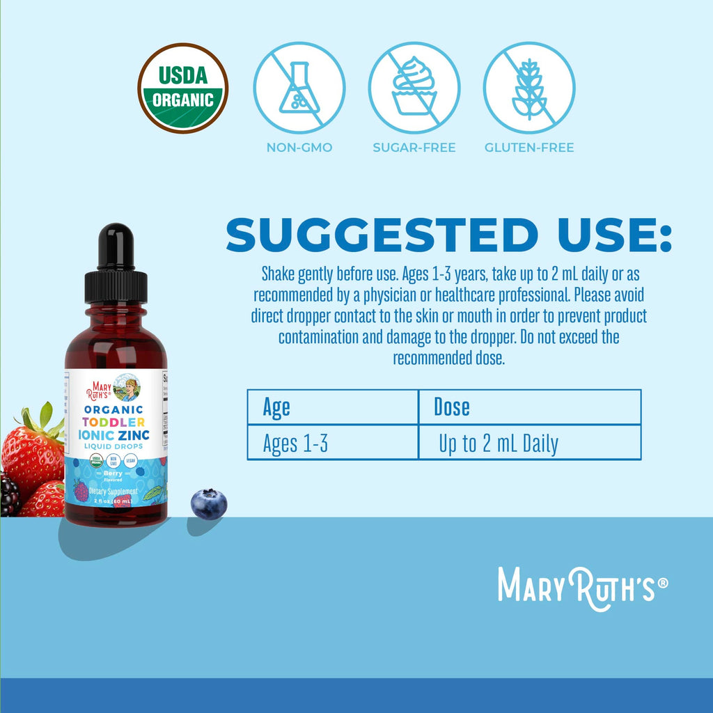 Organic Toddler Ionic Zinc Liquid Drops Suggested Use