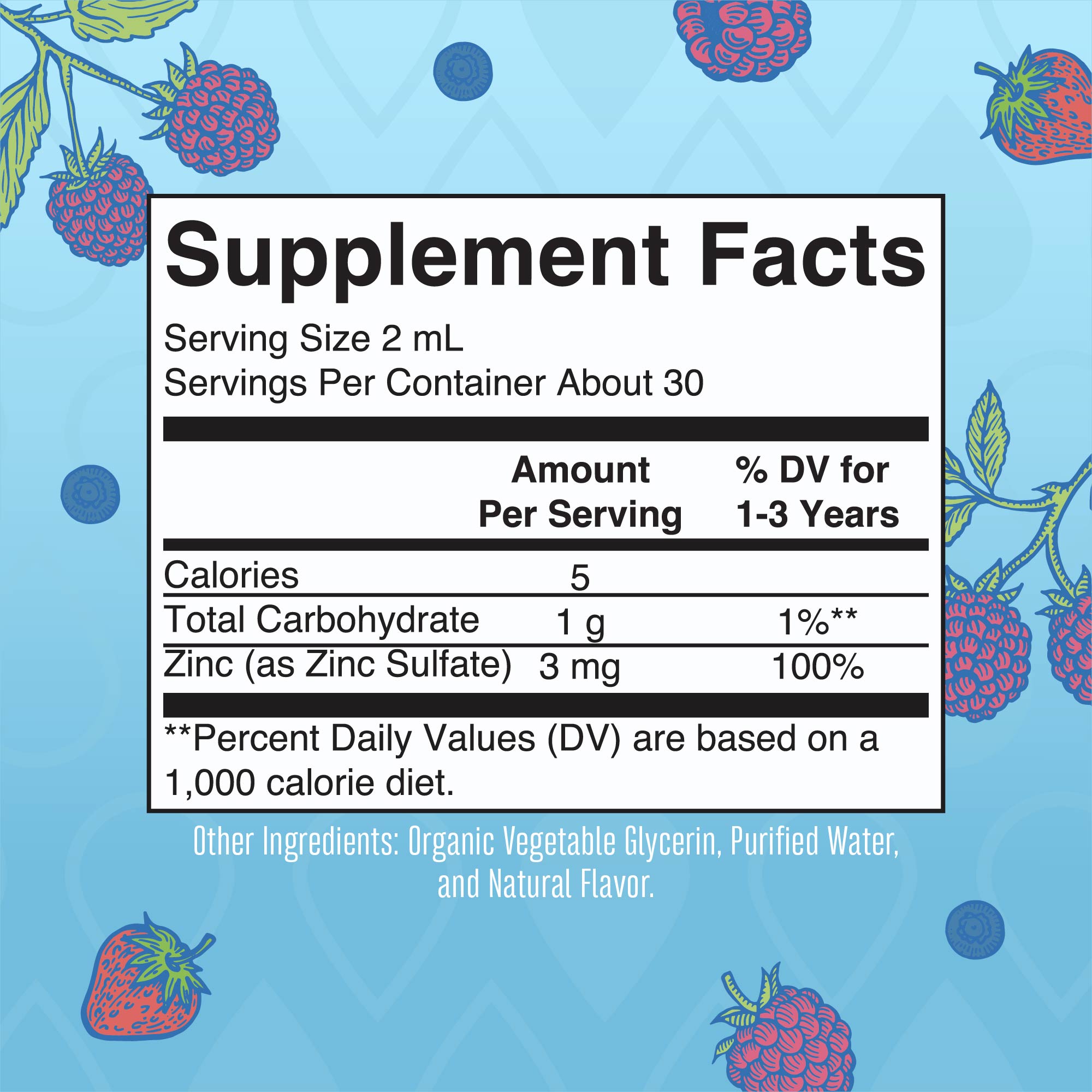 Organic Toddler Ionic Zinc Liquid Drops Supplement Facts