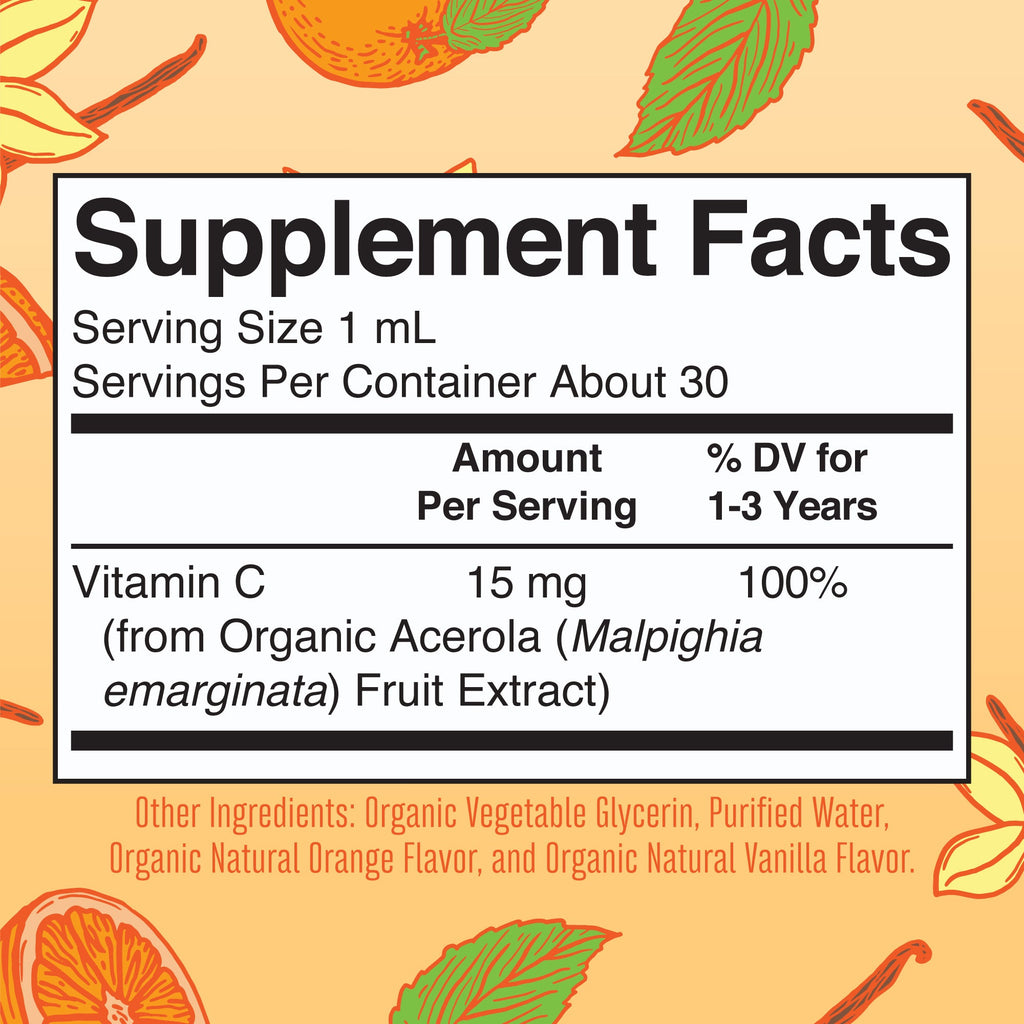 Organic Toddler Vitamin C Liquid Drops Supplement Facts