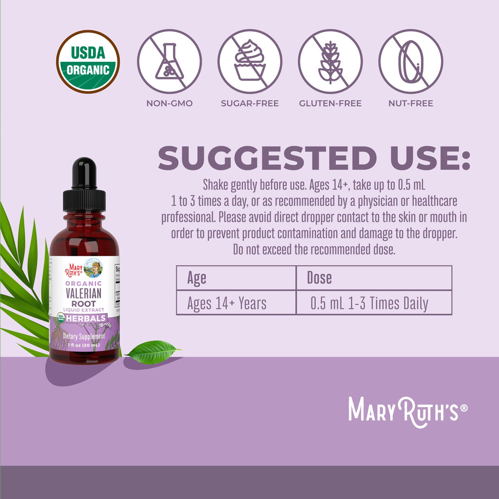Organic Valerian Root Liquid Drops Suggested Use