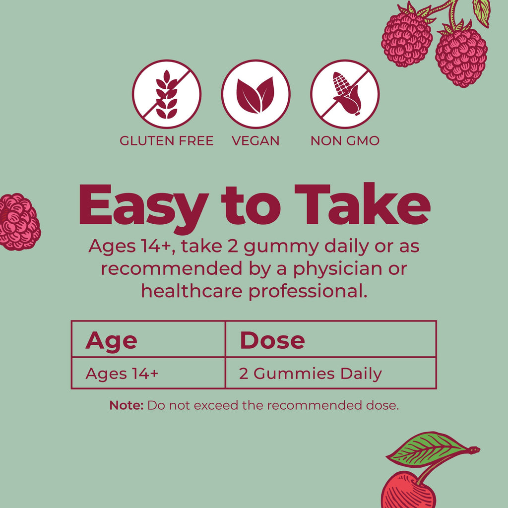 Organic Women's Multivitamin Gummies Cherry Raspberry 60CT Easy To Take