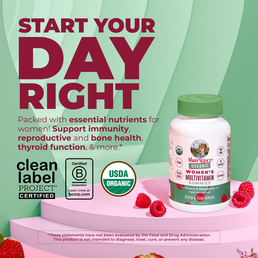 Organic Women's Multivitamin Gummies Cherry Raspberry 60CT Upgrade Your Routine