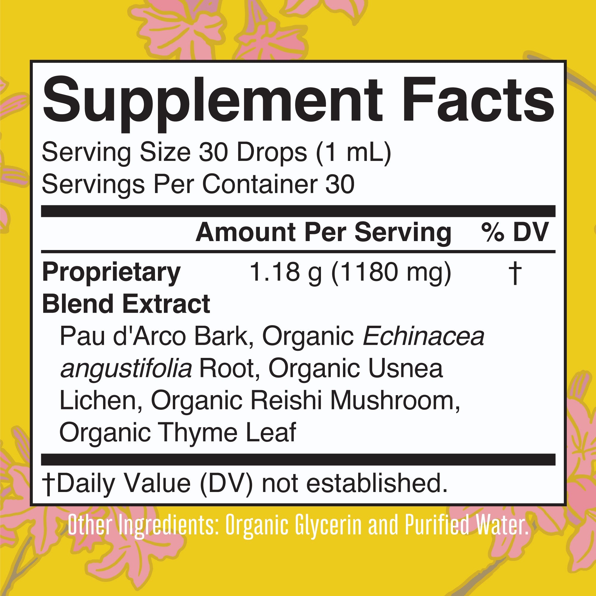 Pau d’Arco Herbal Blend Liquid Drops Supplement Facts