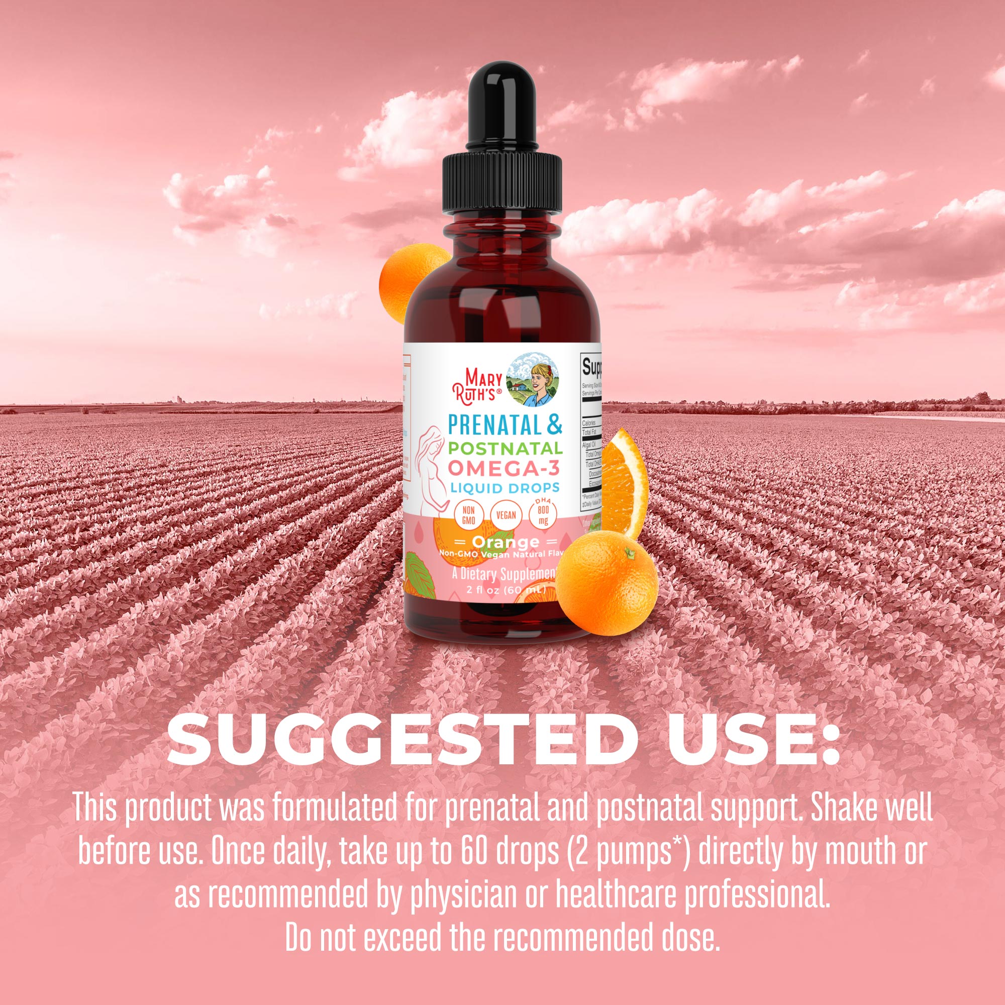 Prenatal & Postnatal Omega-3 Liquid Drops 2 oz Suggested Use