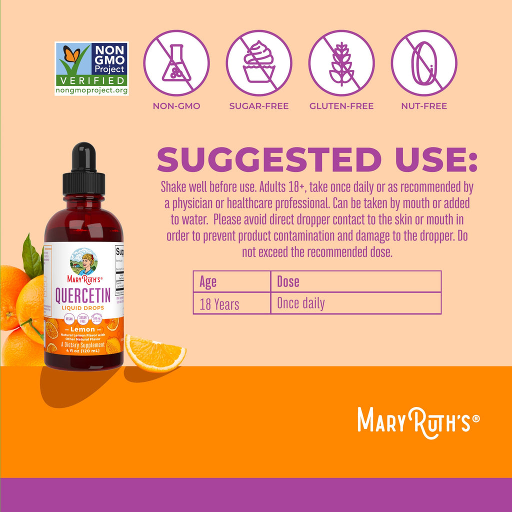 Quercetin Liquid Drops (Lemon) 4 oz Suggested Use