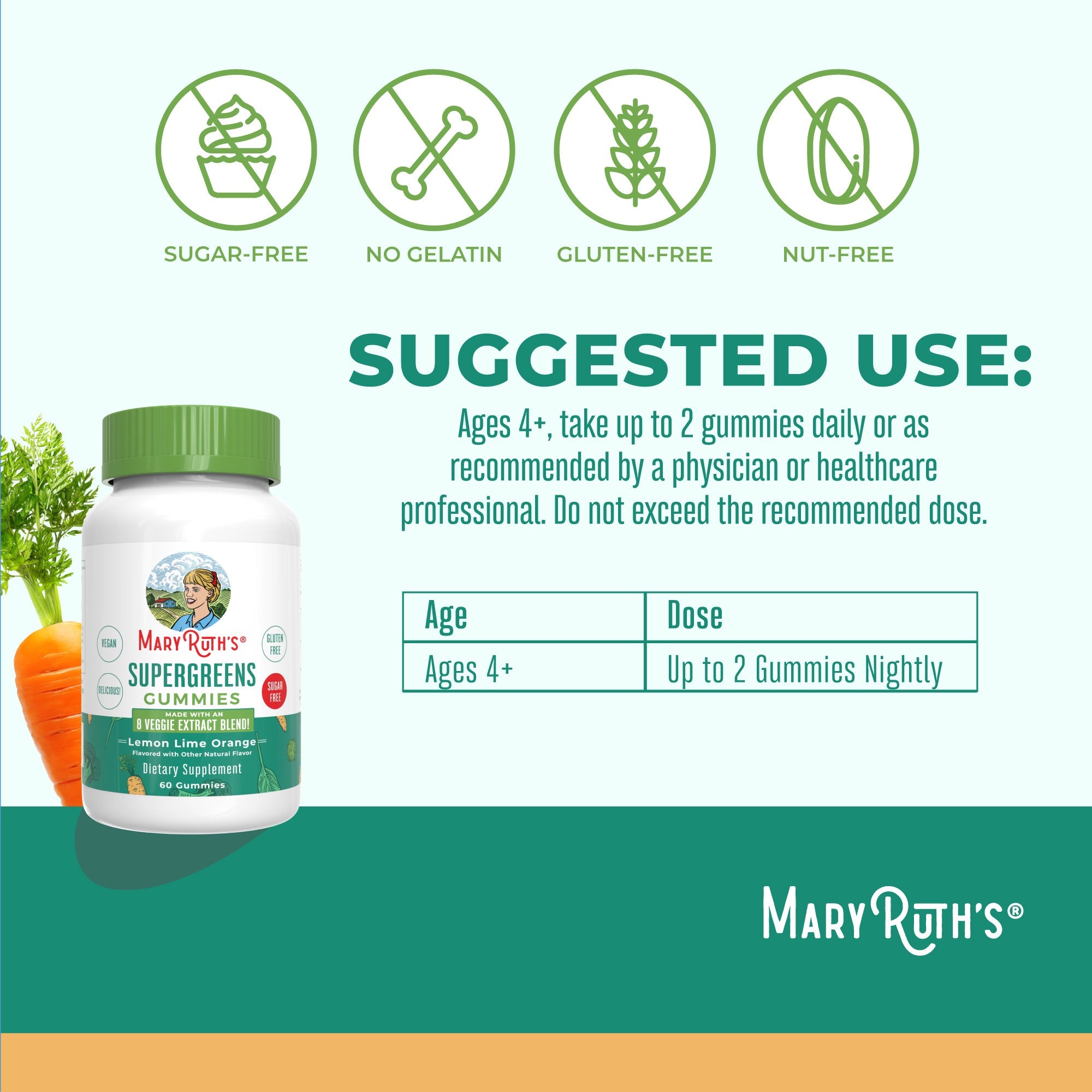 Super Greens Gummies (Lemon Lime Orange) 60 count Suggested Use