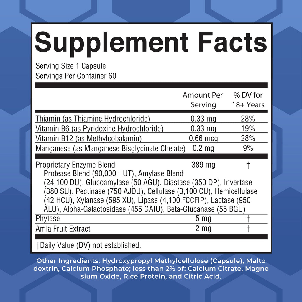 Ultra Digestive Food Enzymes 60 Capsules Supplement Facts