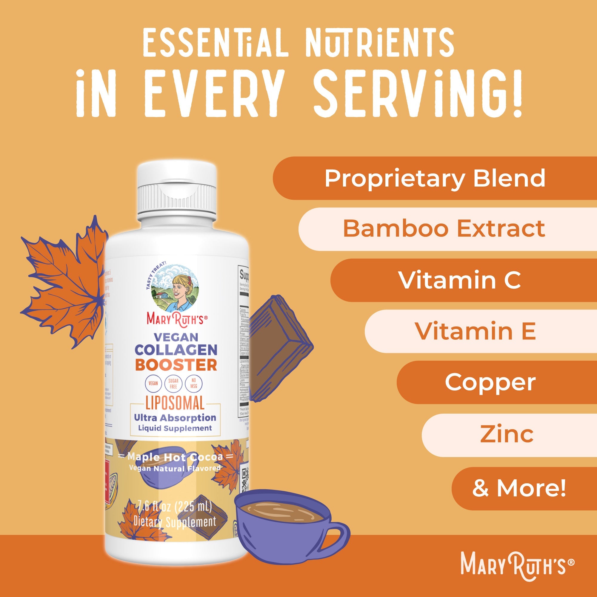 Vegan Collagen Booster Liposomal (Maple Hot Cocoa) 7 oz Ingredients