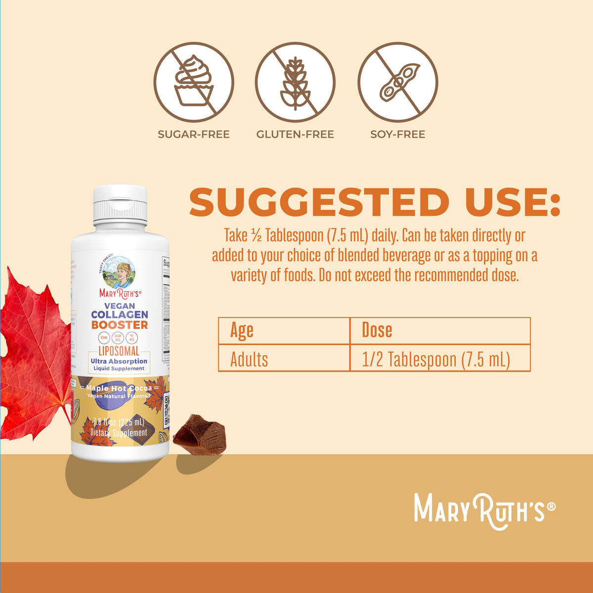 Vegan Collagen Booster Liposomal (Maple Hot Cocoa) 7 oz Suggested Use