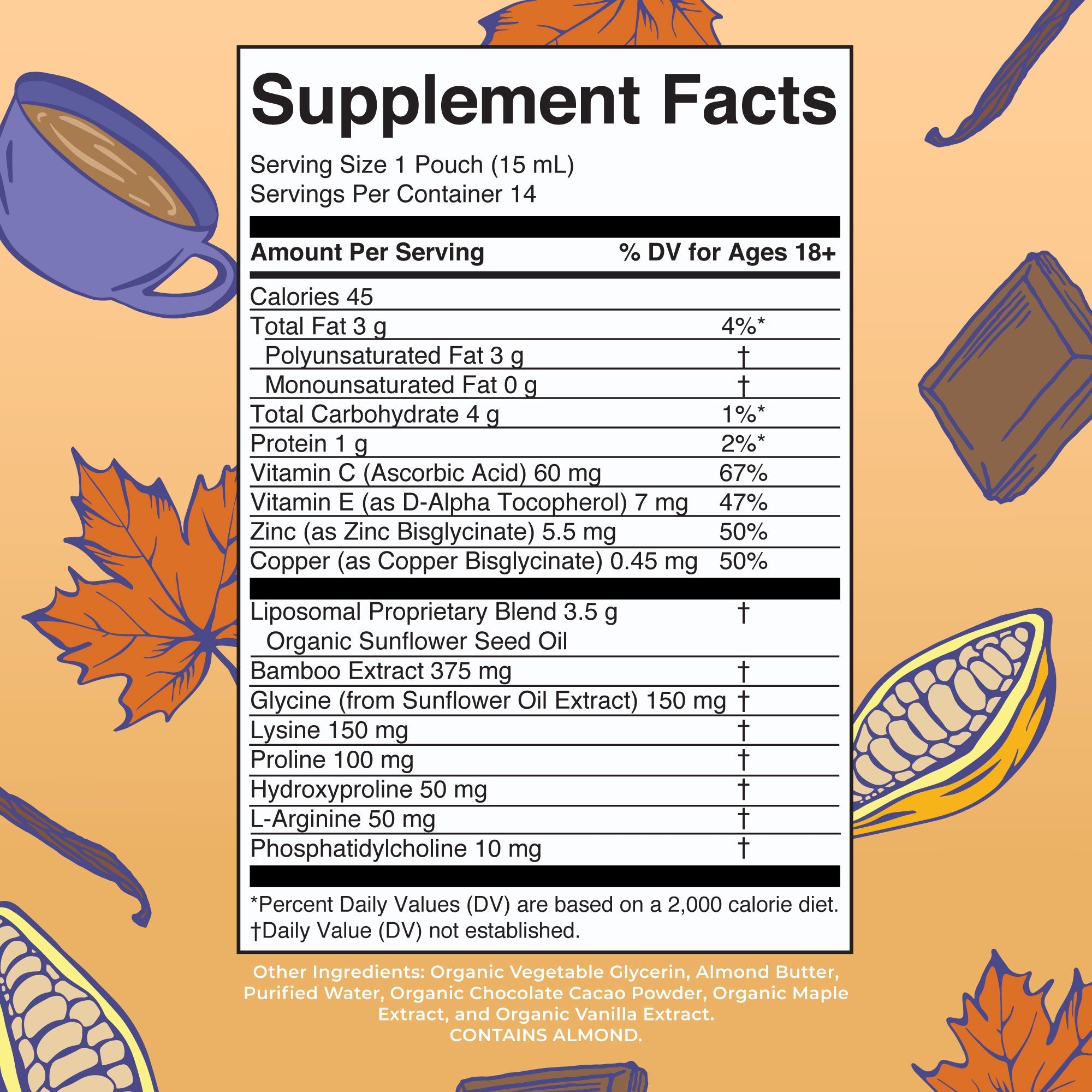 Vegan Collagen Booster Liposomal Pouches Supplement Facts