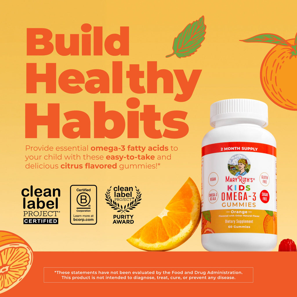 Vegan Kids Omega-3 Gummies Orange 60ct Build Healthy Habits