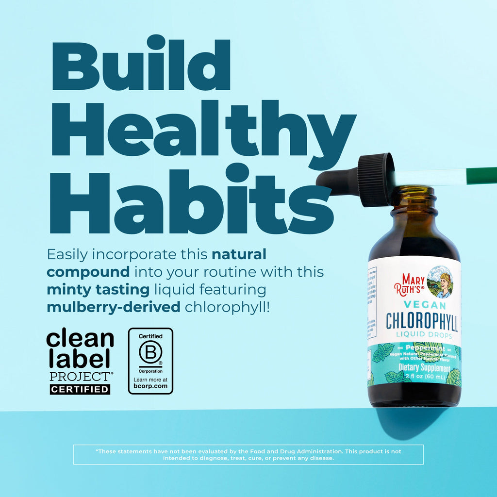 Vegan Liquid Chlorophyll Drops 2oz Peppermint Build Healthy Habits