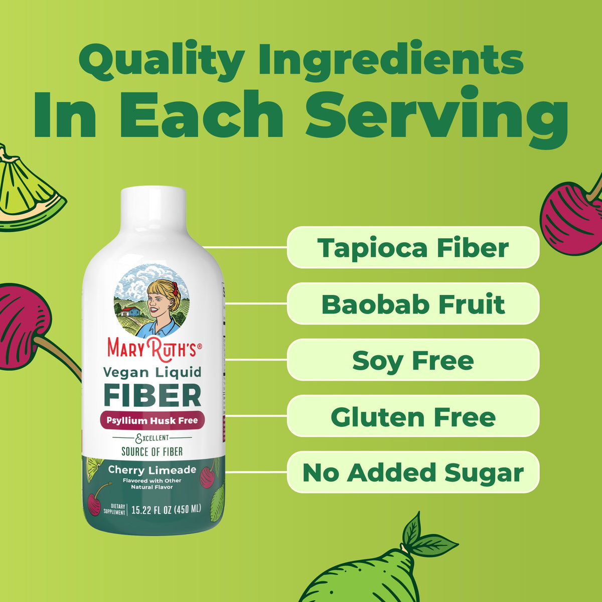 Vegan Liquid Fiber Cherry Limeade 15oz Ingredients