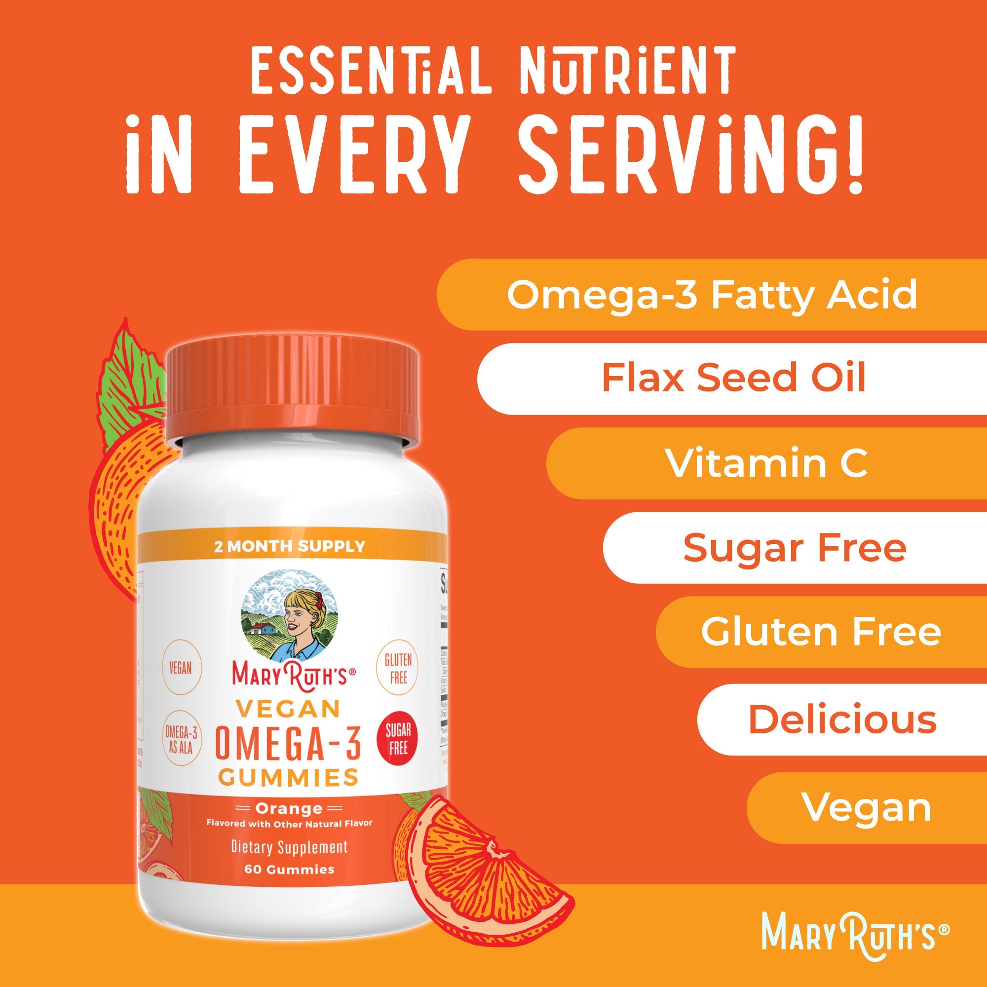 Vegan Omega-3 Gummies (Orange) 60 Count Ingredients