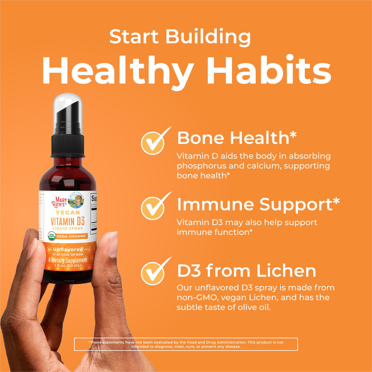 Vegan Vitamin D3 Liquid Spray (Unflavored) 1 oz Healthy Habits