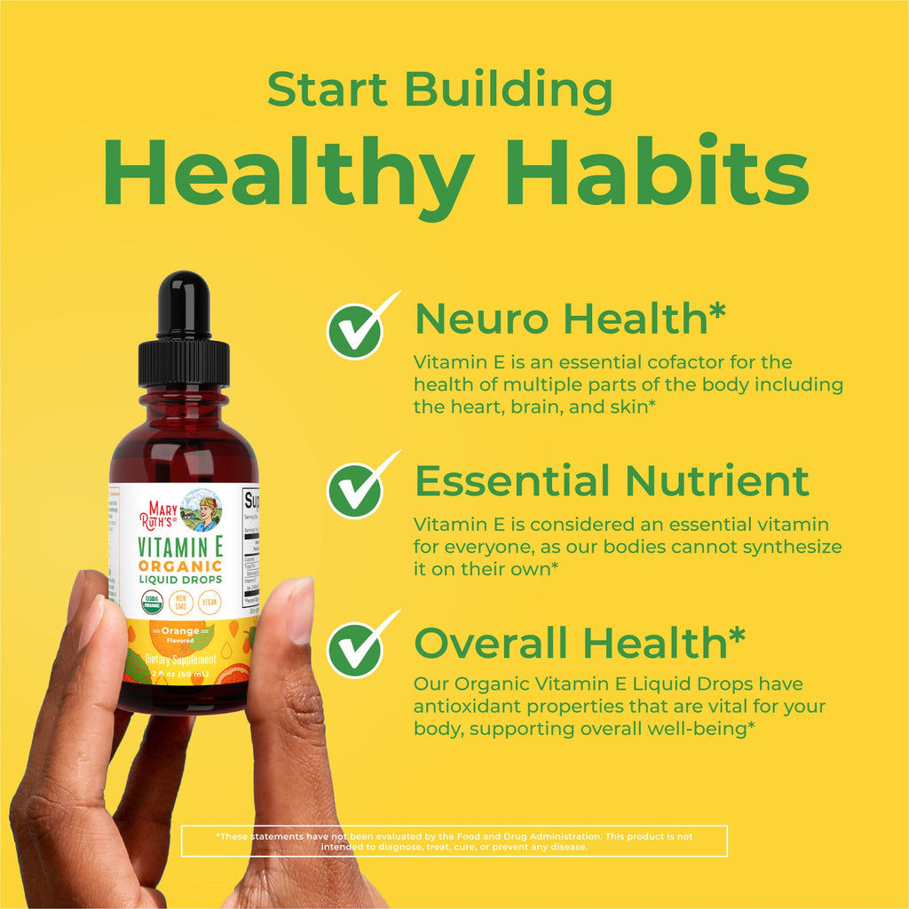 Vitamin E Organic Liquid Drops (Orange) 2 oz Healthy Habits